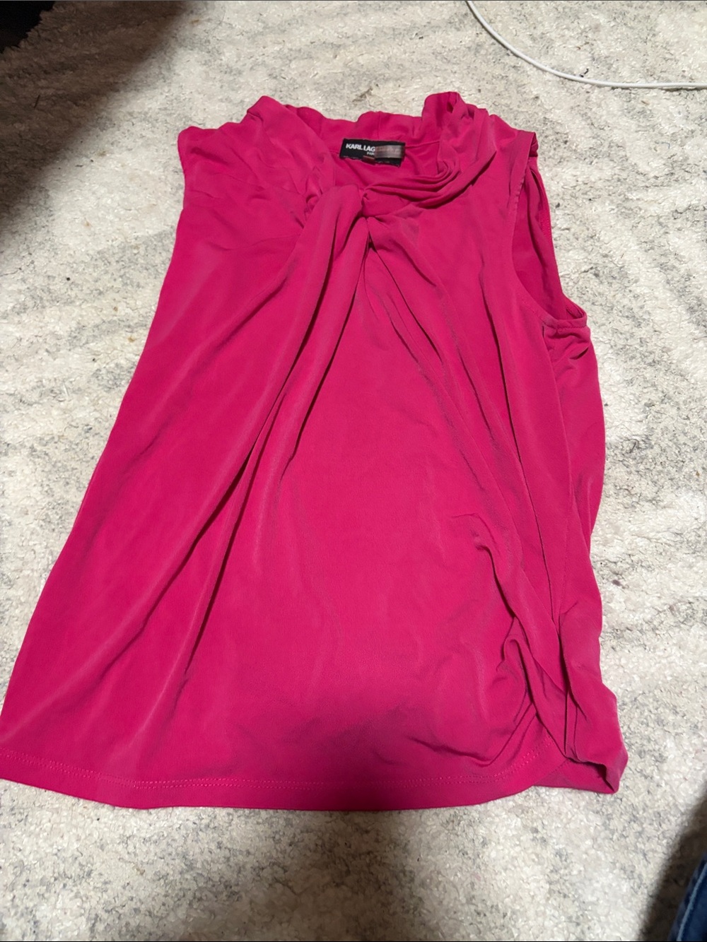 Karl Lagerfeld Fuchsia Twist-Neck Sleeveless Camisole